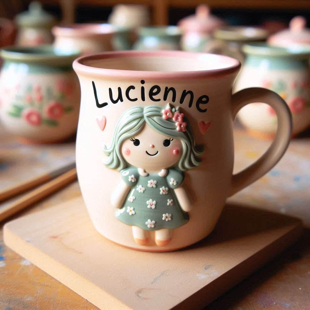 Une tasse pour enfant avec le prenom lucienne