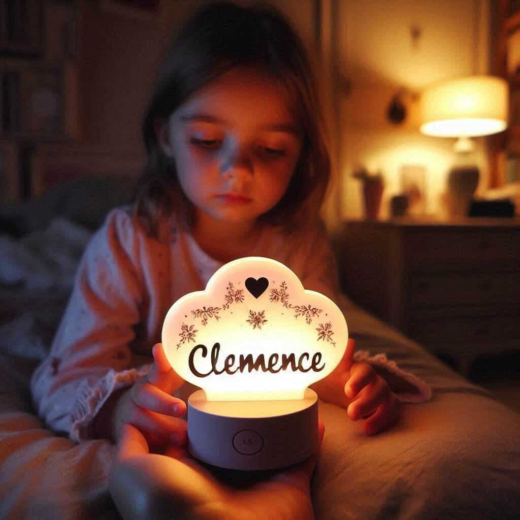 Une veilleuse avec le prenom clemence