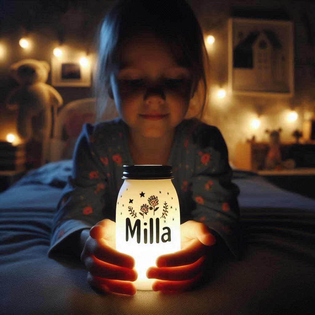 Une veilleuse avec le prenom mila