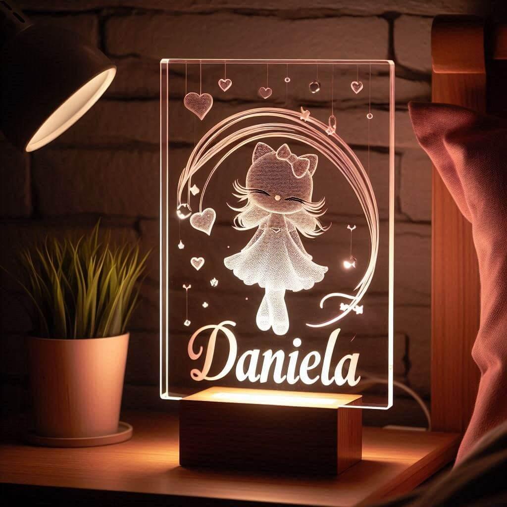 Veilleuse acrylique personnalisable avec le prenom daniela