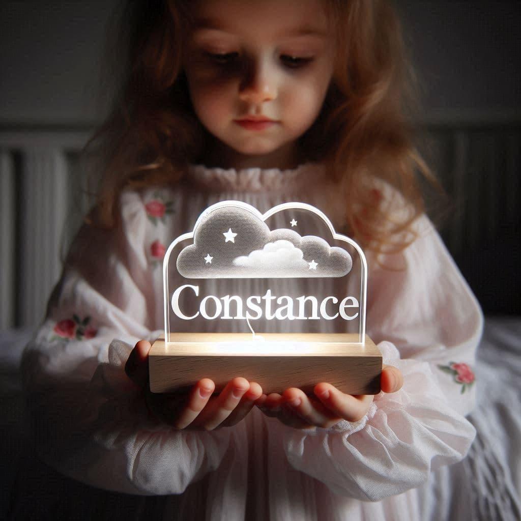 Veilleuse acrylique personnalisee avec le prenom constance