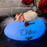 Newborn gift set for girl or boy, angel theme - handmade LED night light