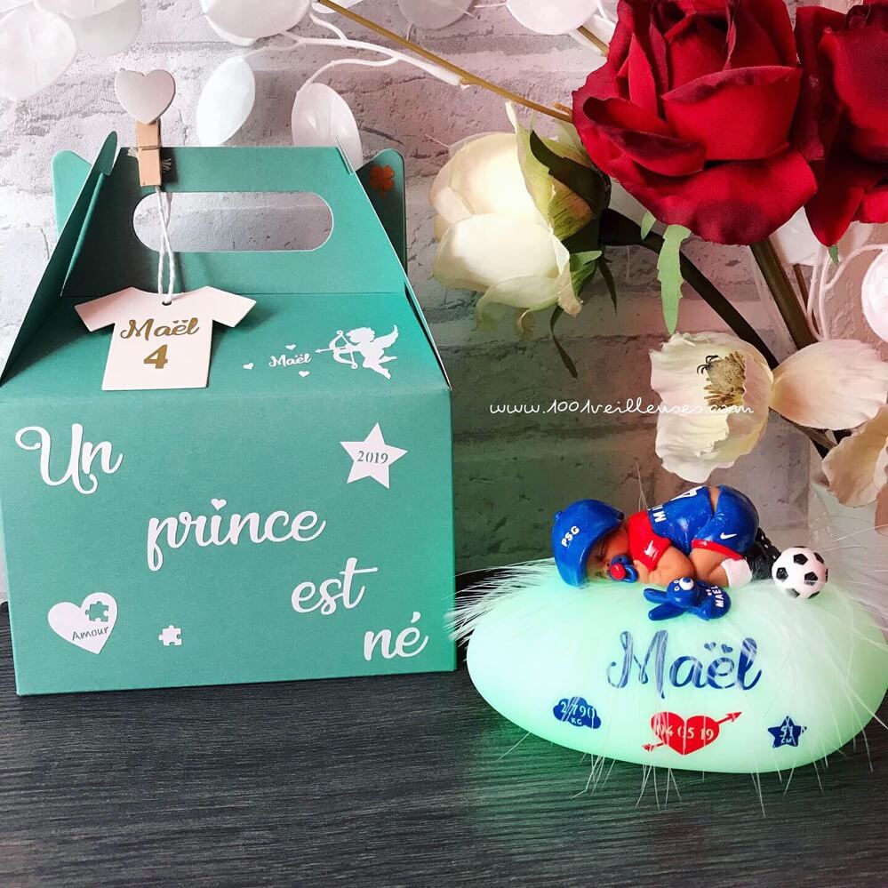 Veilleuse bebe boite cadeau psg foot