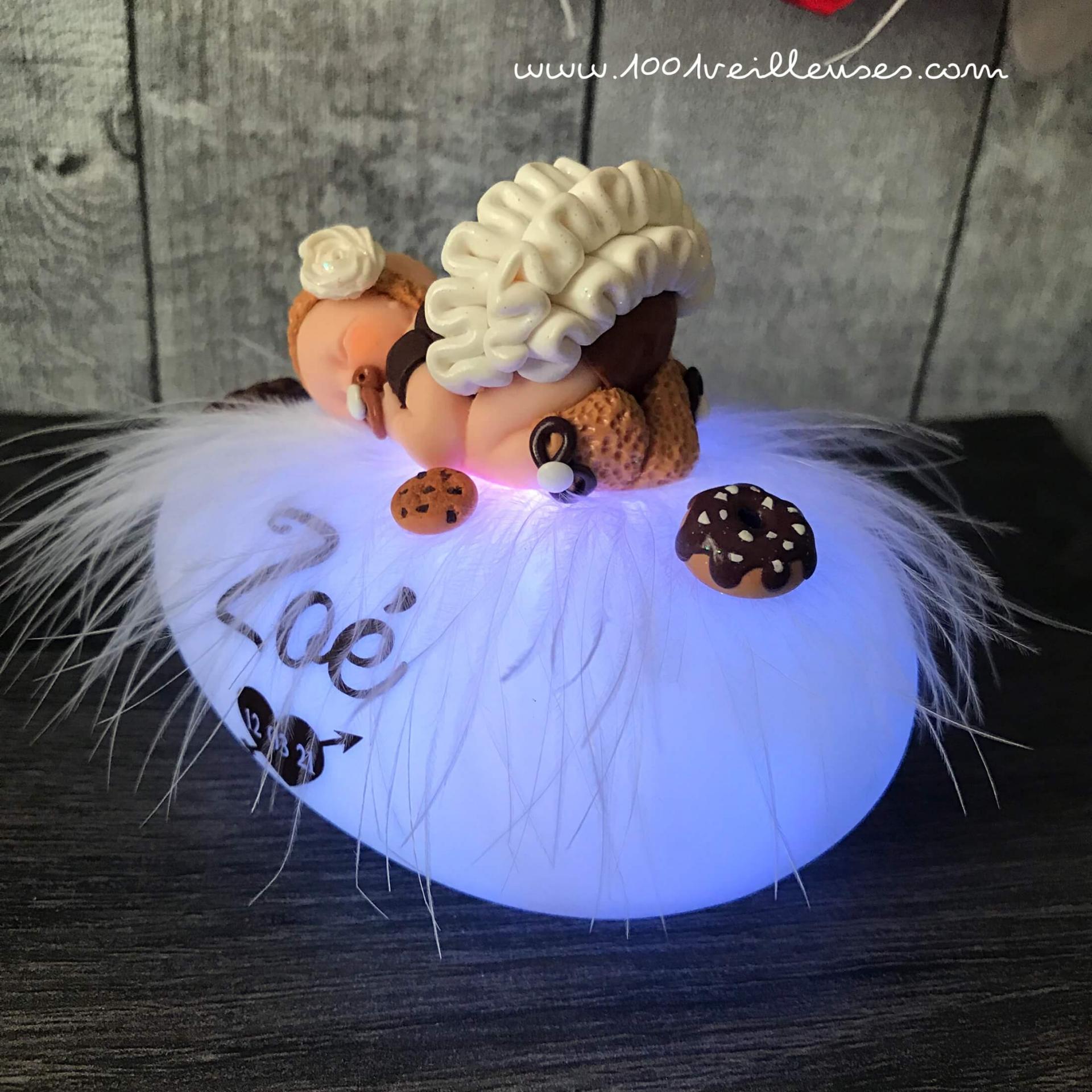 Artisanal customizable night light for a newborn, ideal rare and unique birth gift for a girl
