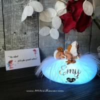 Lámpara LED artesanal para niña bebé personalizada - regalo de bautizo