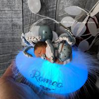 Magnifique lampe thème bébé poulpe, faite main, avec son petit mot personnalisé