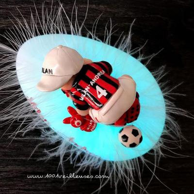 Veilleuse à personnaliser : bébé foot Milan