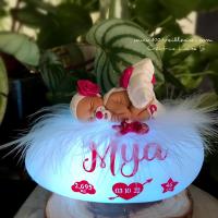 Luz nocturna regalo personalizado para bebé niña rosa fucsia