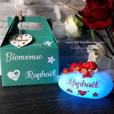 Veilleuse personalisable bebe basket boite cadeau