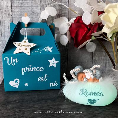 Magnifique creation veilleuse artisanale bebe poulpe cadeau naissance rare avec boite cadeau