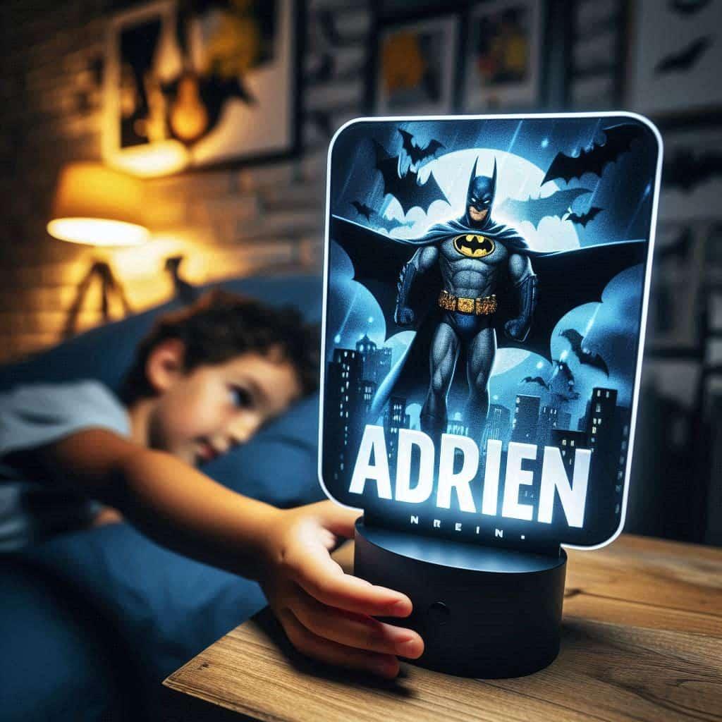Veilleuse personnalisee avec le prenom adrien theme batman