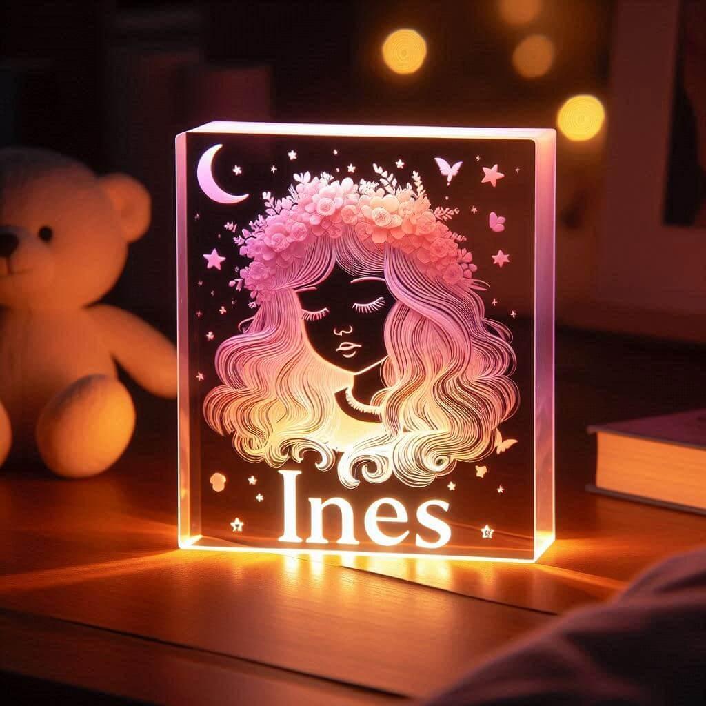 Veilleuse personnalisee avec le prenom ines lampe acrylique