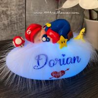 Personalized baby gift - Mario-themed baby night light - Mario Bros plush toy - childhood keepsake