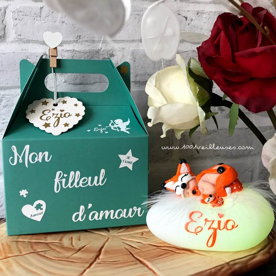 Veilleuse renard bebe boite cadeau