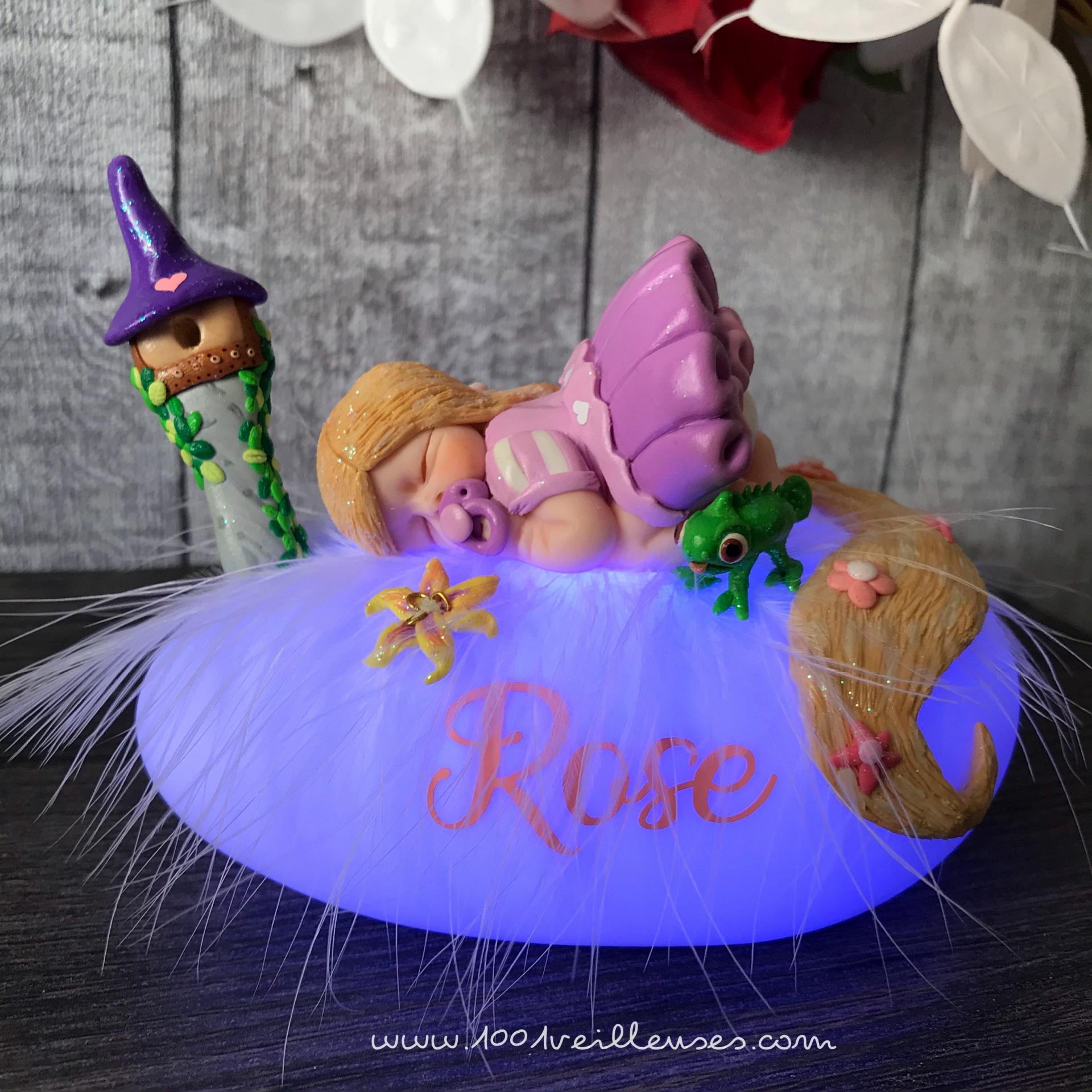 Cadeau bébé enfant thème princesse raiponce - veilleuse bébé personnalisé